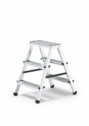 Scara aluminiu dubla 2×3 trepte, inaltime 0.6 m, fabricata in UE