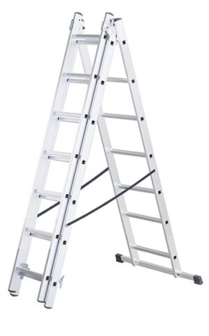 Scara aluminiu 3 tronsoane 3×7 trepte, lungime maxima 3.25 m, certificata TUV-EN131:2018, fabricata in UE