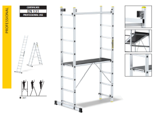 Scara si schela aluminiu Profesionala 2×8 trepte 150×46 cm, fabricata in UE