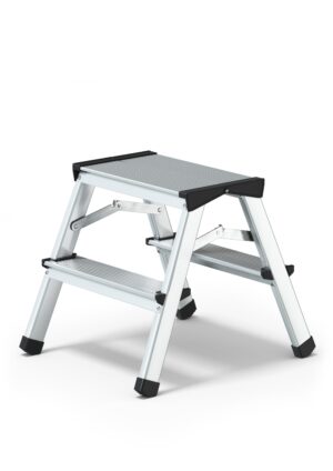 Scara aluminiu dubla 2×2 trepte, inaltime 0.39 m, fabricata in UE