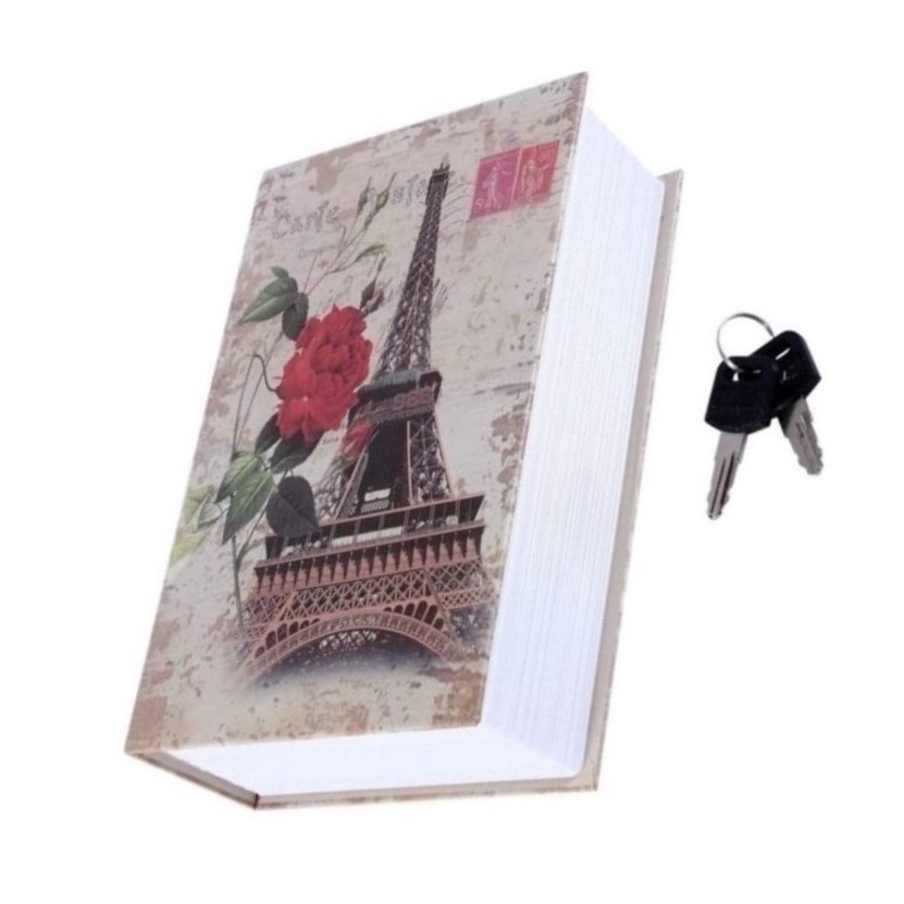 Seif metalic secret tip carte PARIS inchidere cu cheie, 240*155*55 mm